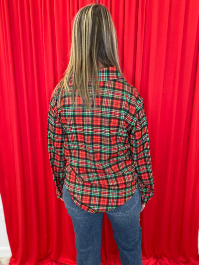 Nina - A Christmas Plaid Button Up Tunic - Color Choice