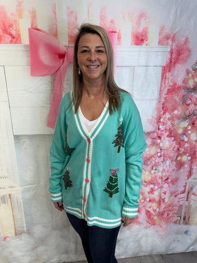 Spruce - A Relaxed Cardigan with an Array of Spruce Trees