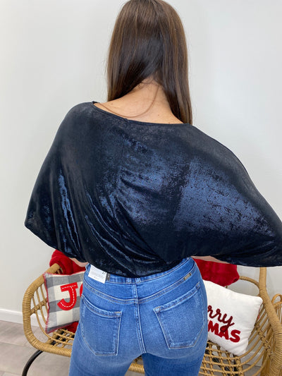Advent -  A Shimmery Dolman Sleeve Top with Gathered Waistband