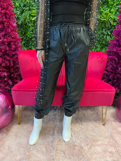 Naughty - A-Pair of Faux Leather Joggers