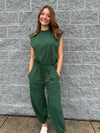 Brianna - Heather Green Comfy Oversized Jumpsuit