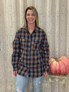 In the Navy - A Long Sleeve Plaid Top