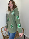 Shamrock - Sequin Lucky Clover Long Sleeve Top