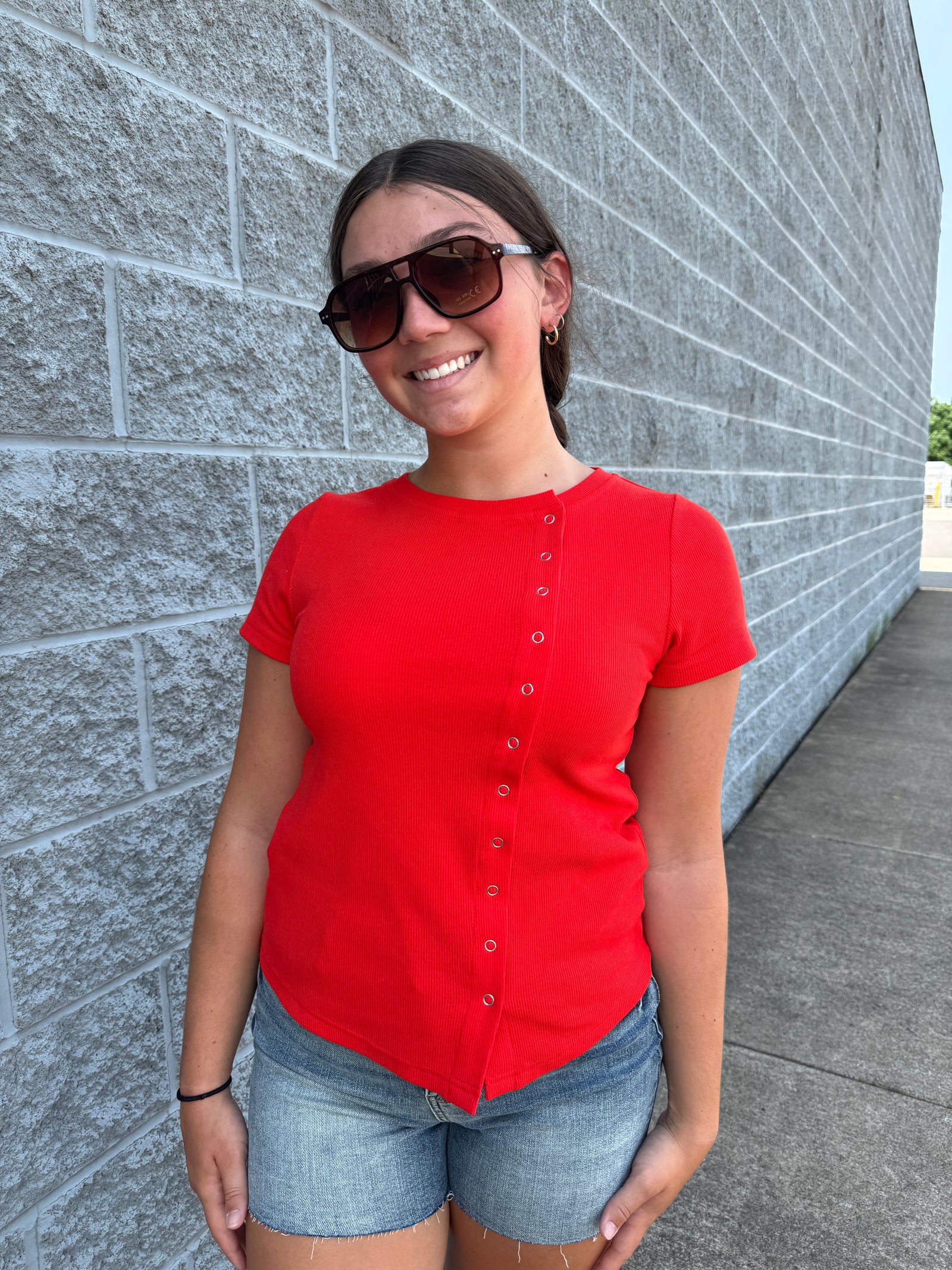 Cynthia - A Short Sleeve Button Down Top