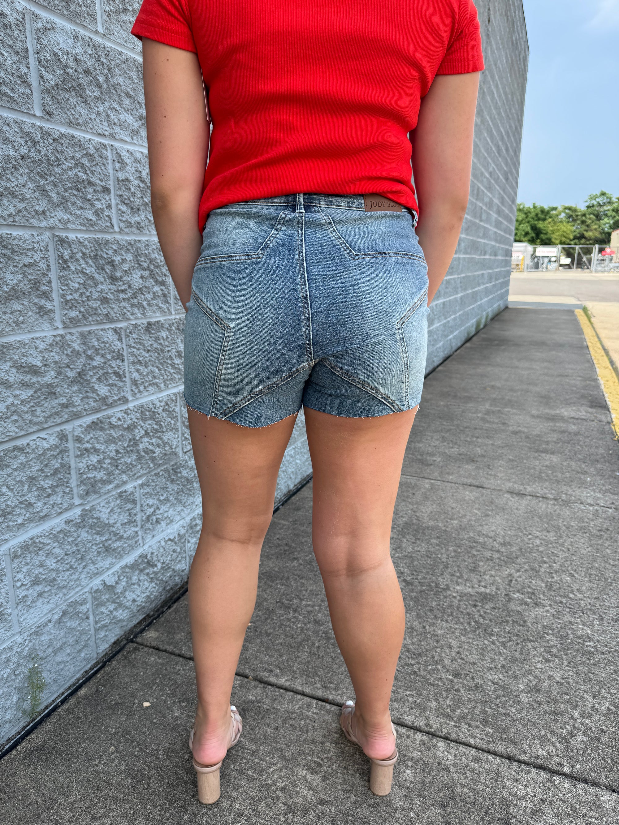 Thunder - A Pair of High Rise with Star Seam Detail Shorts