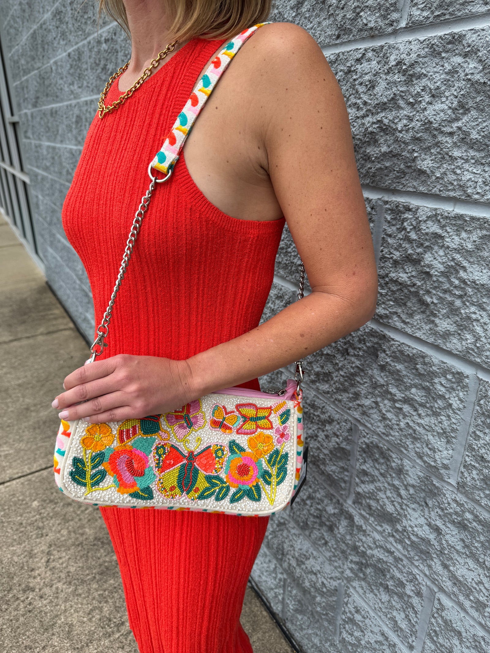 Rainbow Wings Floral Shoulder Bag