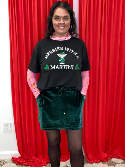 Merrier - Merrier with a Martini Embroidered Tee