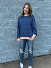 Comfy Time - Contrast Striped Long Sleeve Sweatshirt