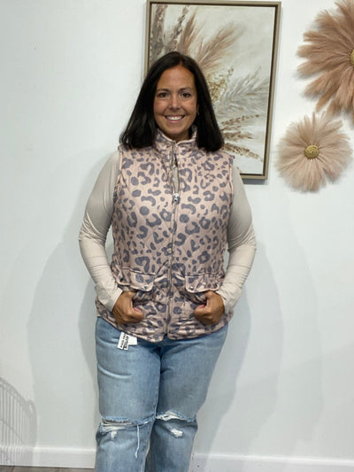 Lora - A Leopard Fleece Vest