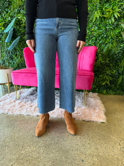 Sandler - A Pair of High Waisted Wide Crop Classic Raw Hem Jeans