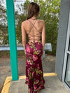 Perfect Option Open Back Ruffled Maxi Dress: MERLOT ROSE