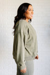 Explore More Collection - Quick Fix Mineral Wash Crew Neck Pullover in Army Green