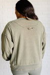 Explore More Collection - Quick Fix Mineral Wash Crew Neck Pullover in Army Green