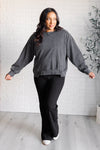 Explore More Collection - Quick Fix Mineral Wash Crew Neck Pullover in Black