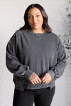 Explore More Collection - Quick Fix Mineral Wash Crew Neck Pullover in Black