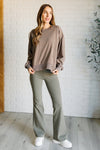 Explore More Collection - Quick Fix Mineral Wash Crew Neck Pullover in Mocha