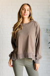 Explore More Collection - Quick Fix Mineral Wash Crew Neck Pullover in Mocha