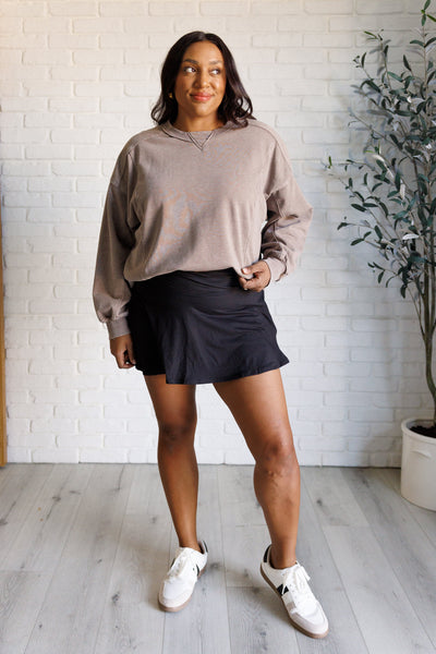 Explore More Collection - Quick Fix Mineral Wash Crew Neck Pullover in Mocha