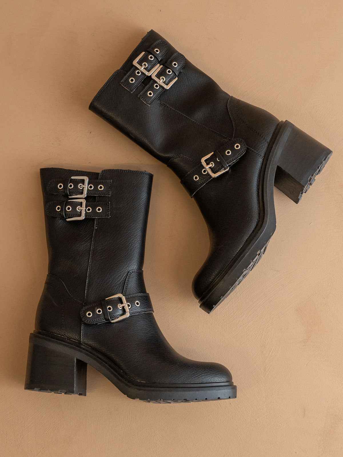 Explore More Collection - The Rider | Black Mid-Calf Moto Boot