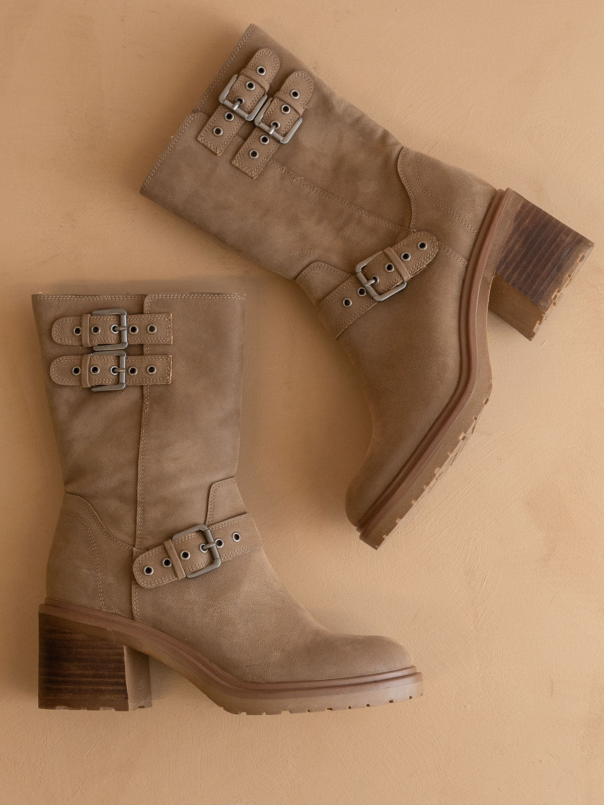 Explore More Collection - The Rider | Dark Taupe Mid-Calf Moto Boot
