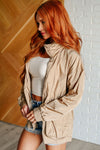 Explore More Collection - Rain, Rain Go Away Parachute Jacket in Camel