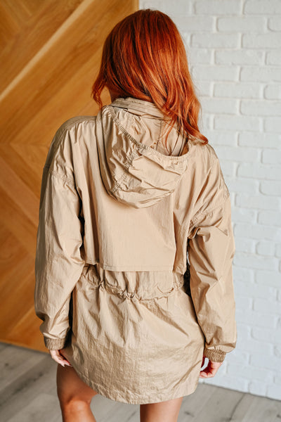 Explore More Collection - Rain, Rain Go Away Parachute Jacket in Camel