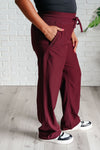 Explore More Collection - Runner's High Drawstring Joggers in Red Merlot