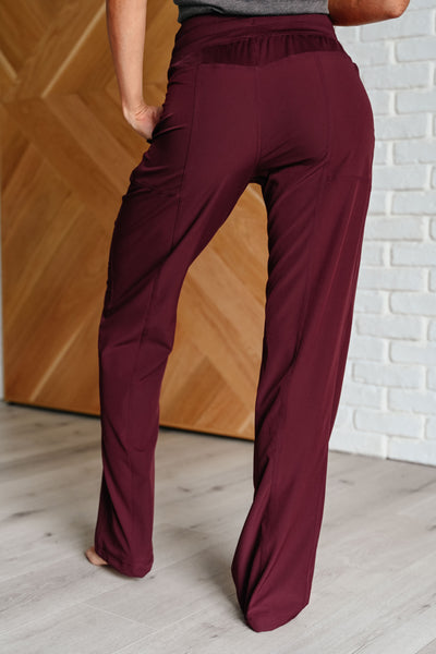 Explore More Collection - Runner's High Drawstring Joggers in Red Merlot