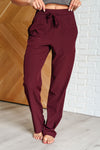 Explore More Collection - Runner's High Drawstring Joggers in Red Merlot