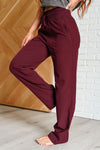 Explore More Collection - Runner's High Drawstring Joggers in Red Merlot