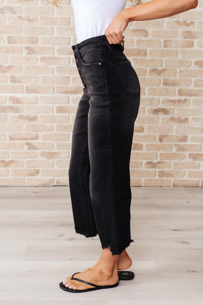 Explore More Collection - Ryan High Rise Button Fly Wide Leg Crop Jeans