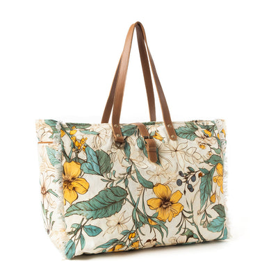 Explore More Collection - Lovely Florals Weekender Bag In Light Green