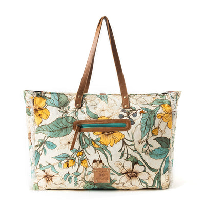 Explore More Collection - Lovely Florals Weekender Bag In Light Green