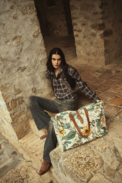 Explore More Collection - Lovely Florals Weekender Bag In Light Green