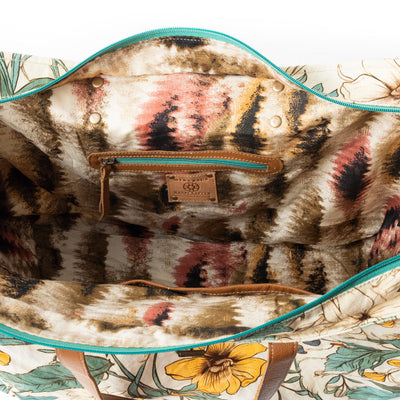 Explore More Collection - Lovely Florals Weekender Bag In Light Green