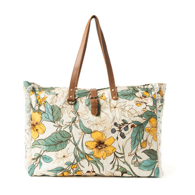 Explore More Collection - Lovely Florals Weekender Bag In Light Green
