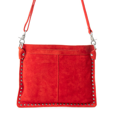 Explore More Collection - Texas Rose Western Embroidered Leather Bag in Scarlet Red