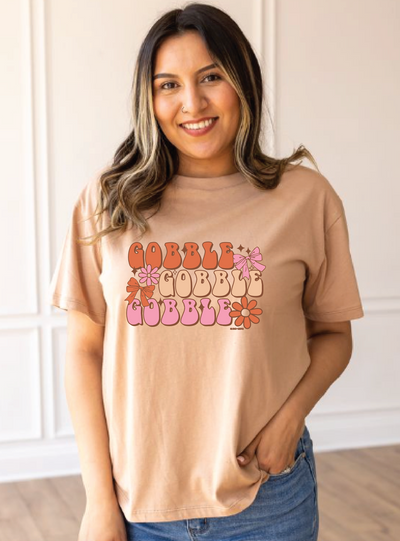 Explore More Collection - Gobble Gobble Gobble on Taupe Crewneck