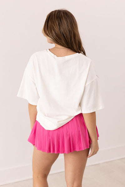 Glitter "Touchdown" on White T-Shirt
