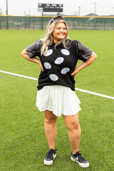 Explore More Collection - Glitter Football on Princess Top, Black