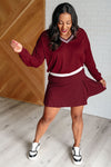 Explore More Collection - Sashay Away Pleated Tennis Skirt in Red Merlot