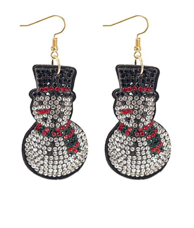 Snow - Cushion Snowman Dangle Earrings