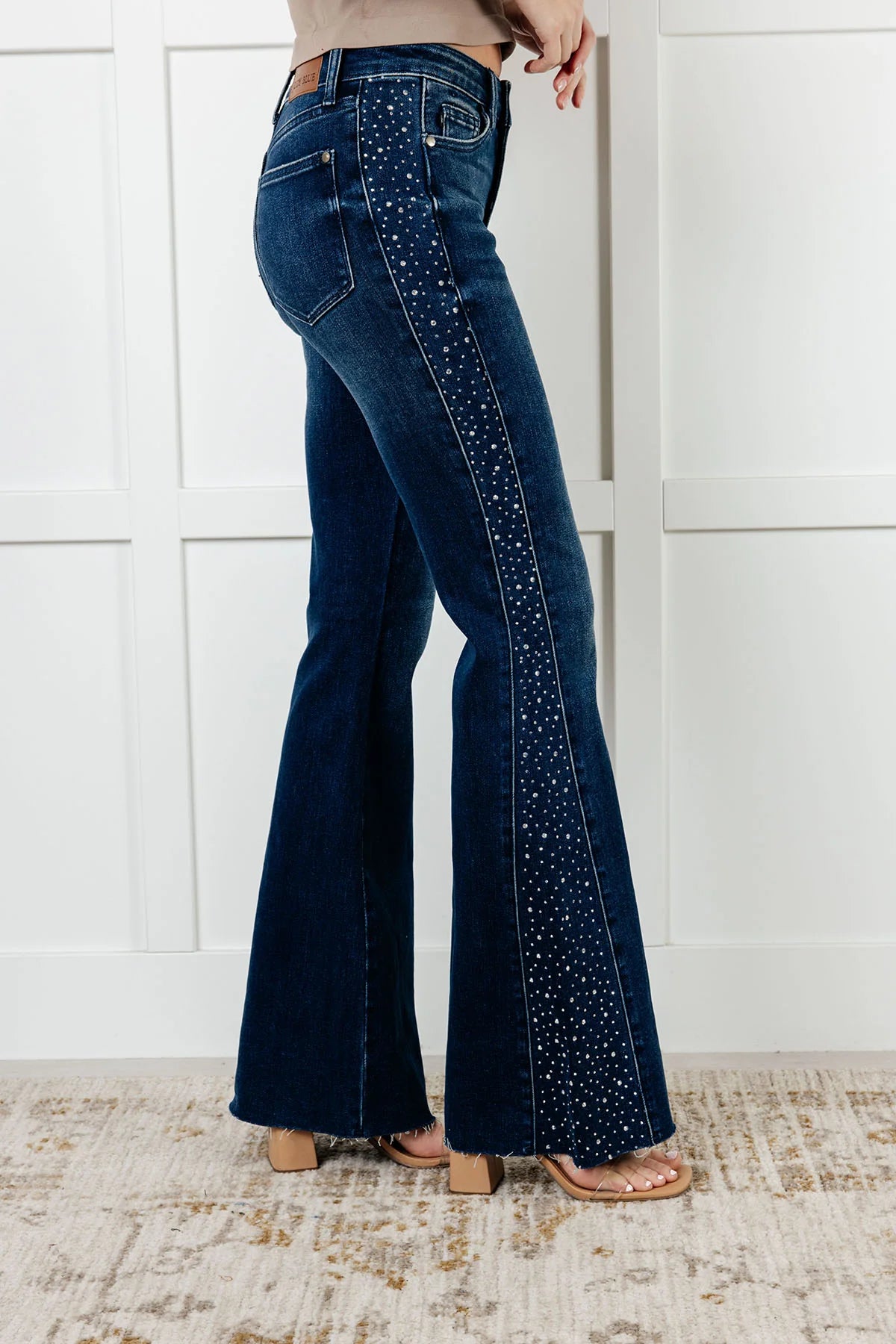 Madison - Rhinestone Side Panel Detail Flares