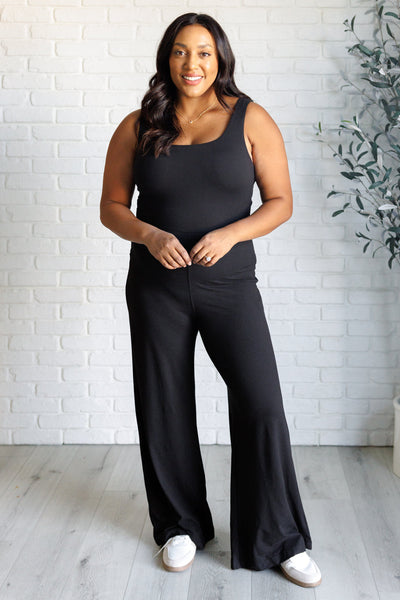 Explore More Collection - Shavasana Everyday Wide Leg Jumpsuit in Black