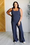 Explore More Collection - Shavasana Everyday Wide Leg Jumpsuit in Navy