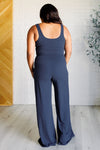 Explore More Collection - Shavasana Everyday Wide Leg Jumpsuit in Navy