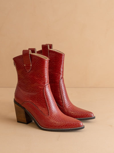 Explore More Collection - The Tara | Red Two Paneled Western Cowgirl boot