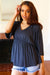 Explore More Collection - Easy To Love Charcoal Babydoll Dolman Modal V Neck Top