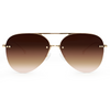 Explore More Collection - Smaller Megan 2 - Faded Brown Metal Aviator Sunglasses