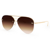 Explore More Collection - Smaller Megan 2 - Faded Brown Metal Aviator Sunglasses